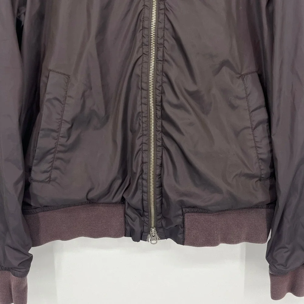 John Varvatos Mens Bomber Jacket Dark Plum Purple Nylon Mock Neck Size S